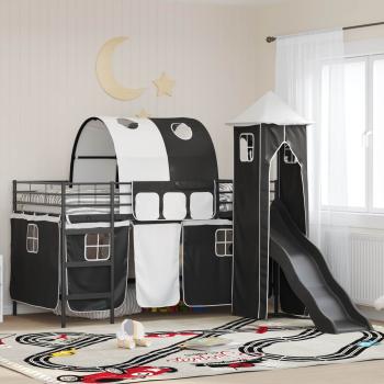 ARDEBO.de - Kinder Etagenbett Gestell Uni Schwarz 90 x 200 cm Metall