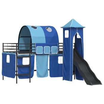 Kinder Etagenbett Gestell Schwarz und Blau 107 x 203 cm Metall
