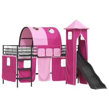 Kinder Etagenbett Gestell Schwarz und Pink 100 x 200 cm Metall