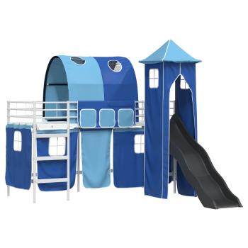 Kinder Etagenbett Gestell Uni Weiß und Blau 100 x 190 cm Metall