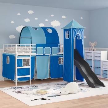 Kinder Etagenbett Gestell Weiß und Blau 100 x 200 cm Metall