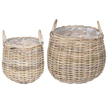 Blumentopf Körbchen GENDT 2 stk. Natürliches Grau Kubu Rattan