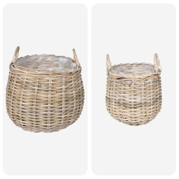 Blumentopf Körbchen GENDT 2 stk. Natürliches Grau Kubu Rattan