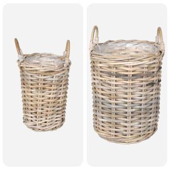 Blumentopfkorb GENDT 2 stk. Natürliches Grau Kubu Rattan