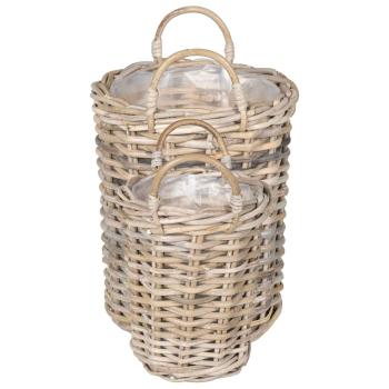 Blumentopfkorb GENDT 2 stk. Natürliches Grau Kubu Rattan