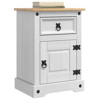 Nachttisch Corona Weiß 45 x 35 x 64 cm Massives Kiefernholz