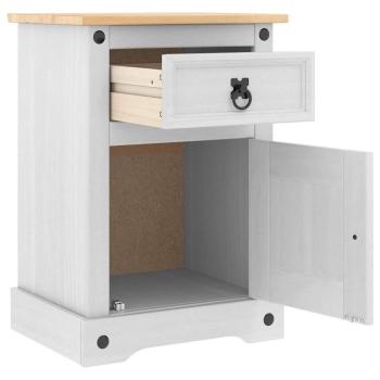 Nachttisch Corona Weiß 45 x 35 x 64 cm Massives Kiefernholz
