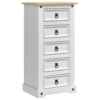 Nachttisch Corona Weiß 53 x 39 x 103 cm Massives Kiefernholz