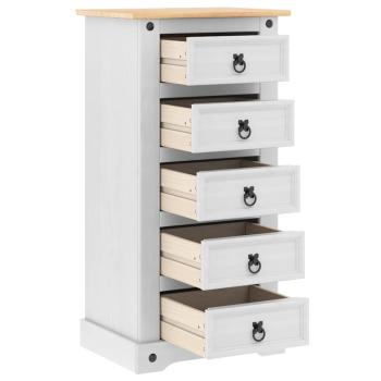 Nachttisch Corona Weiß 53 x 39 x 103 cm Massives Kiefernholz
