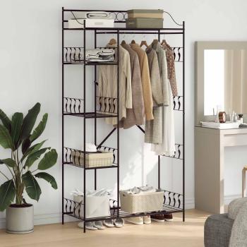 ARDEBO.de - Offener Kleiderschrank Schwarz 101 x 43 x 188 cm Stahl
