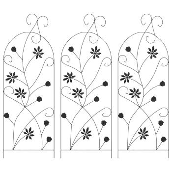 Gartenzaun 3 stk. Schwarz 112 x 39,5 cm Stahl