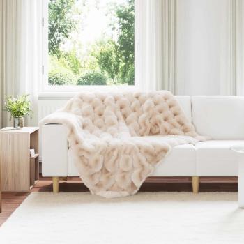 ARDEBO.de - Rutschfeste Decke aus Kunstkaninchenfell Olite 4 Stk. Beige 8.1