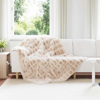 ARDEBO.de - Rutschfeste Decke aus Kunstkaninchenfell Olite 4 stk. Beige