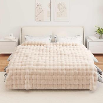 Rutschfeste Decke aus Kunstkaninchenfell Olite 4 stk. Beige