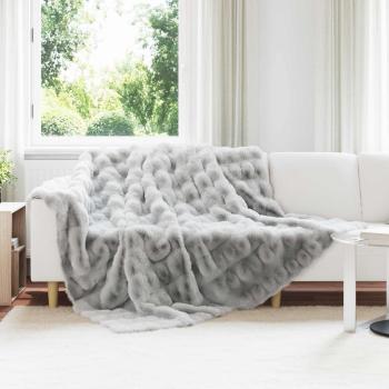 ARDEBO.de - Rutschfeste Decke aus Kunstkaninchenfell Olite Grau Polyester