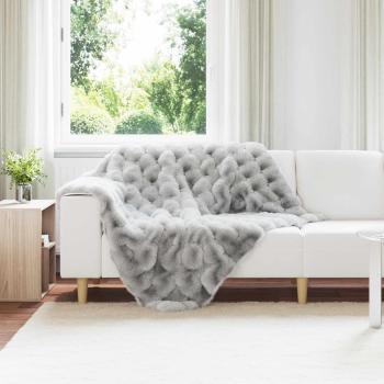 ARDEBO.de - Rutschfeste Decke aus Kunstkaninchenfell Olite 4 stk. Grau