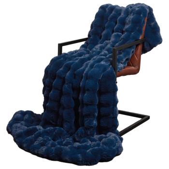 Rutschfeste Decke aus Kunstkaninchenfell Olite Marineblau