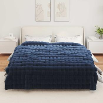 Rutschfeste Decke aus Kunstkaninchenfell Olite Marineblau