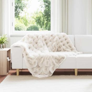 ARDEBO.de - Rutschfeste Decke aus Kunstkaninchenfell Olite Weiß Polyester