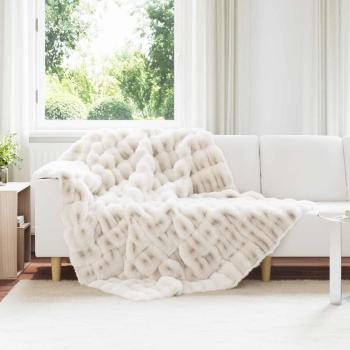 ARDEBO.de - Rutschfeste Decke aus Kunstkaninchenfell Olite Weiß Polyester