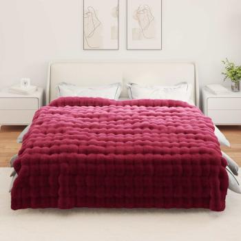 Rutschfeste Decke aus Kunstkaninchenfell Olite Bordeauxrot