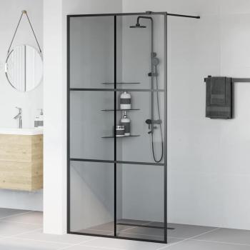 Walk-in Duschwand Schwarz 100 x 195 cm Gehärtetes Glas