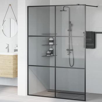 Walk-in Duschwand Schwarz 140 x 195 cm Gehärtetes Glas