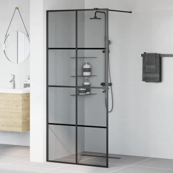 Walk-in Duschwand Schwarz 90 x 195 cm Gehärtetes Glas