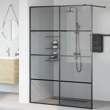 Walk-in Duschwand Schwarz 140 x 195 cm Gehärtetes Glas