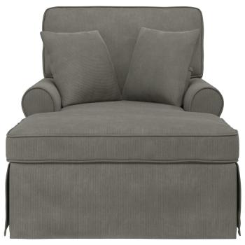Chaise Lounge mit Rock 3 stk. Hellgrau Cordstoff