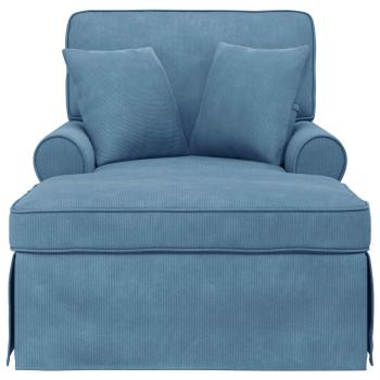 Chaise Lounge mit Rock 3 Stk. Blau Cordstoff 91 x 157 x 91 cm