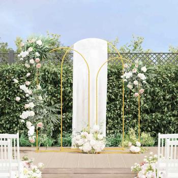 ARDEBO.de - Hochzeitsbogen 3 Stk. Gold 120 x 40 x 217 cm Stahl