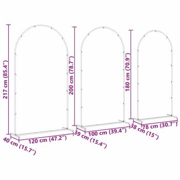 Hochzeitsbogen 3 Stk. Gold 120 x 40 x 217 cm Stahl