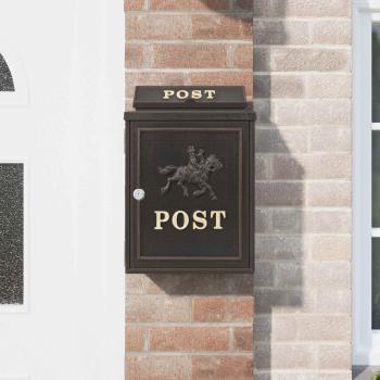 Wandmontierter Briefkasten Bronze 29 x 13 x 41 cm Gussaluminium