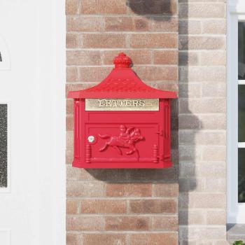 Wandmontierter Briefkasten Rot 40,5 x 16 x 45 cm Gussaluminium