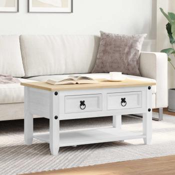 ARDEBO.de - Couchtisch Weiß 85 x 50 x 45 cm Massives Kiefernholz