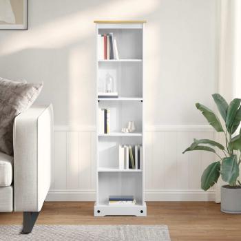 ARDEBO.de - Bücherregal 46 x 20 x 170 cm Massives Kiefernholz Weiß