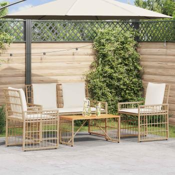 ARDEBO.de - Gartenmöbel Set 4 stk. Natürlich und Cremweiß