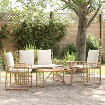 Gartenmöbel Set 4 stk. Natürlich und Cremweiß
