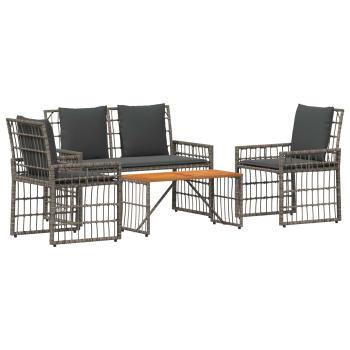 Gartenmöbel Set 4 Stk. Schwarz und Dunkelgrau