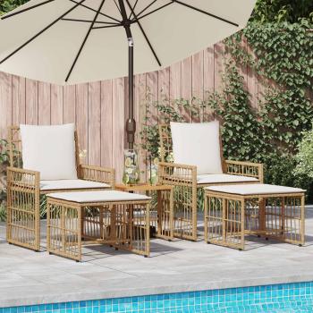 ARDEBO.de - Gartenmöbel Set 5 stk. Natürlich und Cremweiß