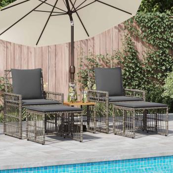 ARDEBO.de - Gartenmöbel Set 5 stk. Schwarz und Dunkelgrau