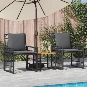 ARDEBO.de - Gartenmöbel Set 3 Stk. Schwarz und Dunkelgrau