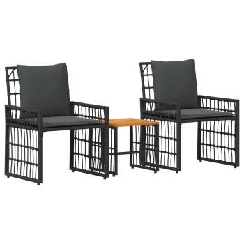 Gartenmöbel Set 3 Stk. Schwarz und Dunkelgrau