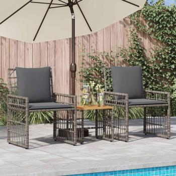 ARDEBO.de - Gartenmöbel Set 3 stk. Schwarz und Dunkelgrau