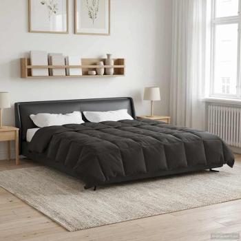 ARDEBO.de - Ganzjahresbettdecke 200 x 220 cm 4 Jahreszeiten Anthrazit