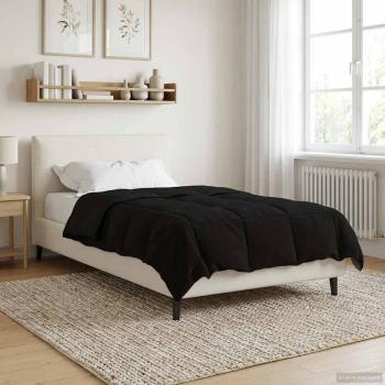 Ganzjahresbettdecke Gepolstert Schwarz 140 x 200 cm Mikrofaser