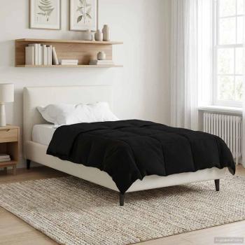 ARDEBO.de - Ganzjahresbettdecke Gepolstert Schwarz 155 x 200 cm Mikrofaser