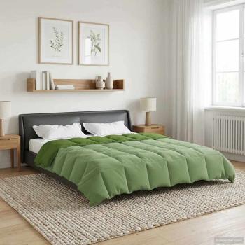 ARDEBO.de - Ganzjahresbettdecke Gepolstert Grün 240 x 260 cm Mikrofaser