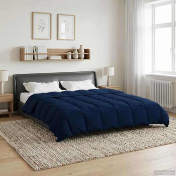 Ganzjahresbettdecke 200 x 240 cm 4 Jahreszeiten Dunkelblau